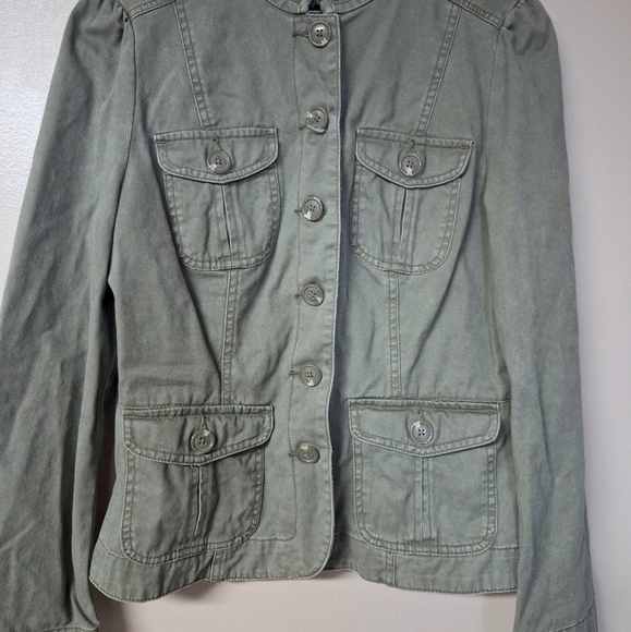 St. John's Bay 4 Pockets Utility Cargo Jacket 100% Cotton Green Medium - Picture 2 of 11
